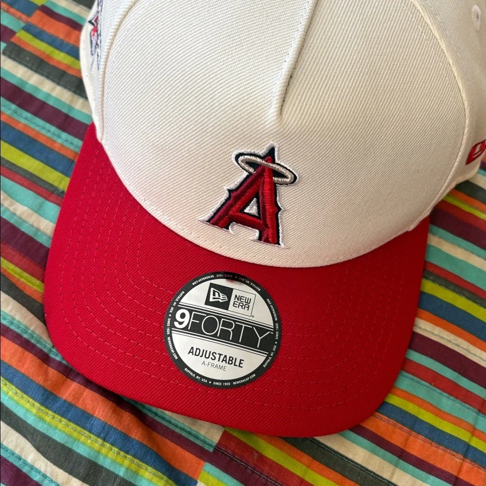 New Era White and Red Los Angeles Angels 9FORTY Cap adjustable new tags all star - Picture 2 of 14